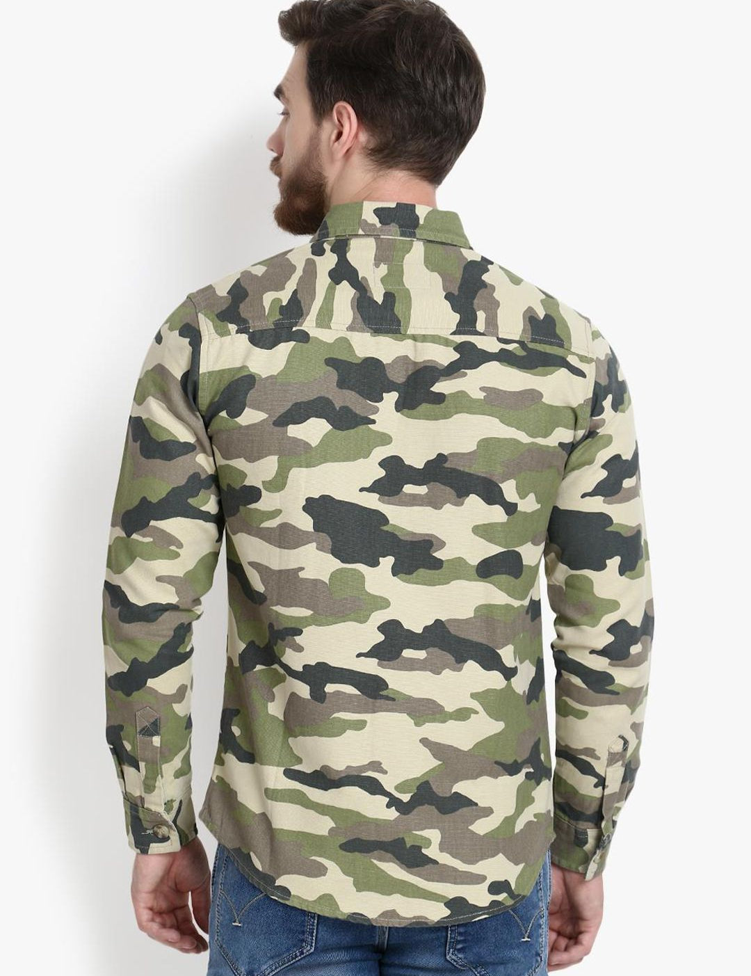 Kotty Men Khaki Printed Lightweight Denim Jacket