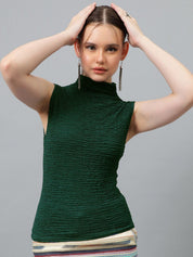 Kotty Green Self Design High Neck Fitted Top