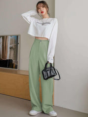 Kotty Women Straight Fit High-Rise Easy Wash Pleated Trousers