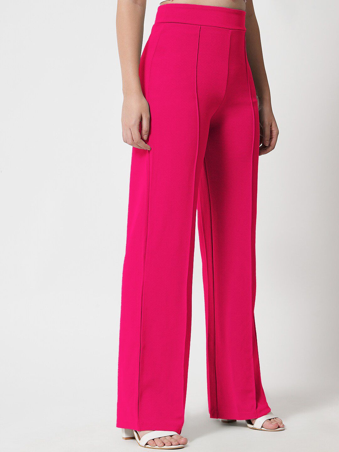 Kotty Women Relaxed Straight Fit High-Rise Easy Wash Parallel Trousers