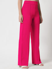 Kotty Women Relaxed Straight Fit High-Rise Easy Wash Parallel Trousers