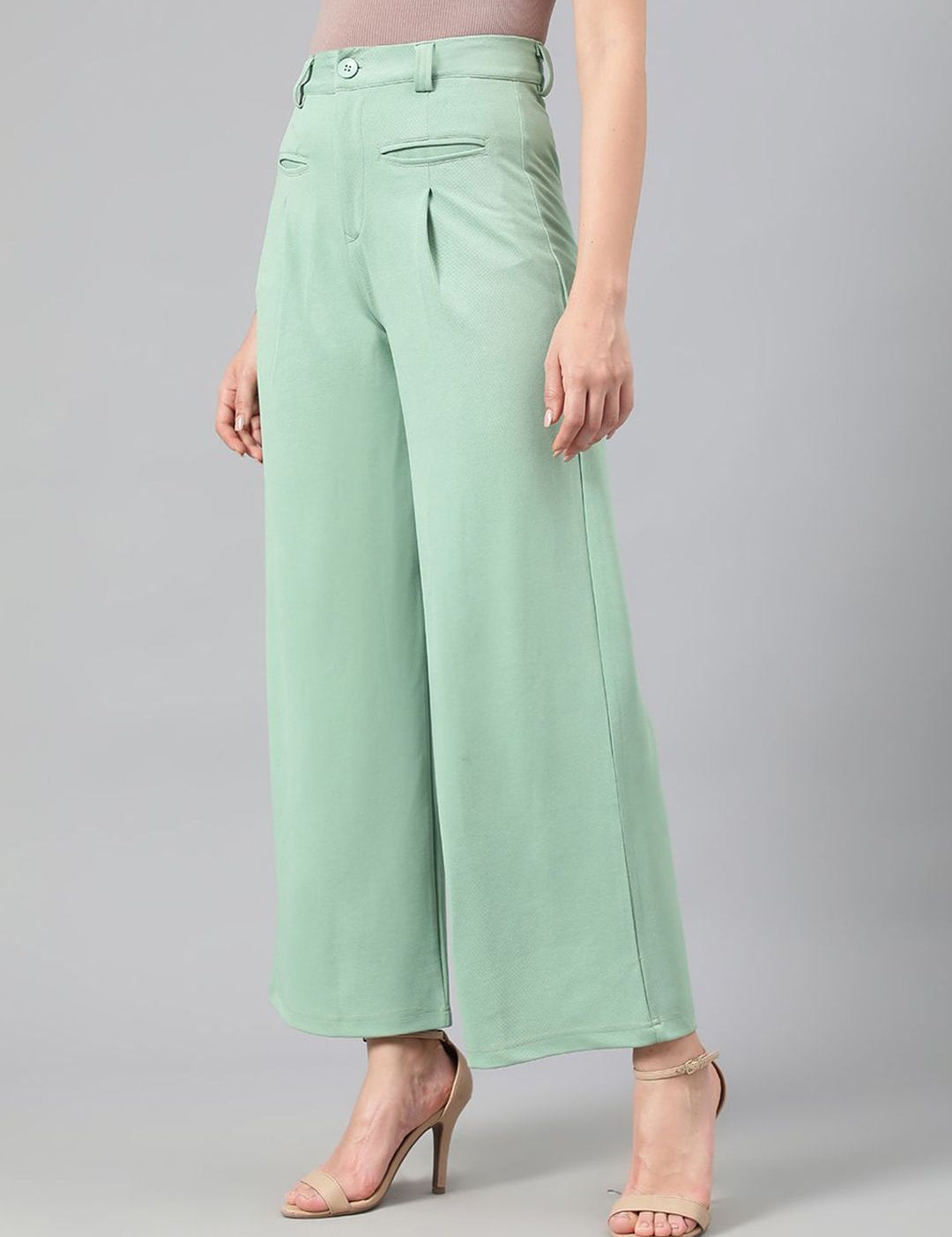 Kotty Women Relaxed Straight Fit High-Rise Easy Wash Trousers