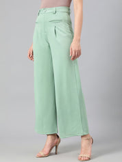 Kotty Women Relaxed Straight Fit High-Rise Easy Wash Trousers