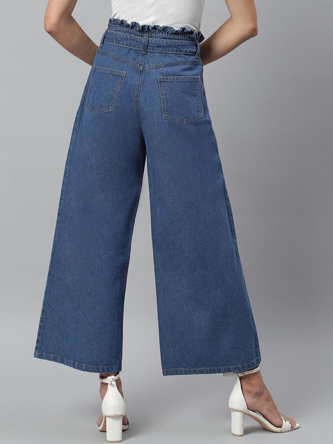 Kotty Women Blue Flared High-Rise Clean Look Stretchable Jeans