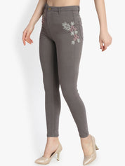 Kotty Women Grey Skinny Fit High-Rise Clean Look Stretchable Jeans