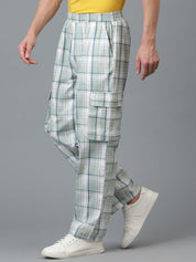 Kotty Men Checked Relaxed Low-Rise Easy Wash Trousers