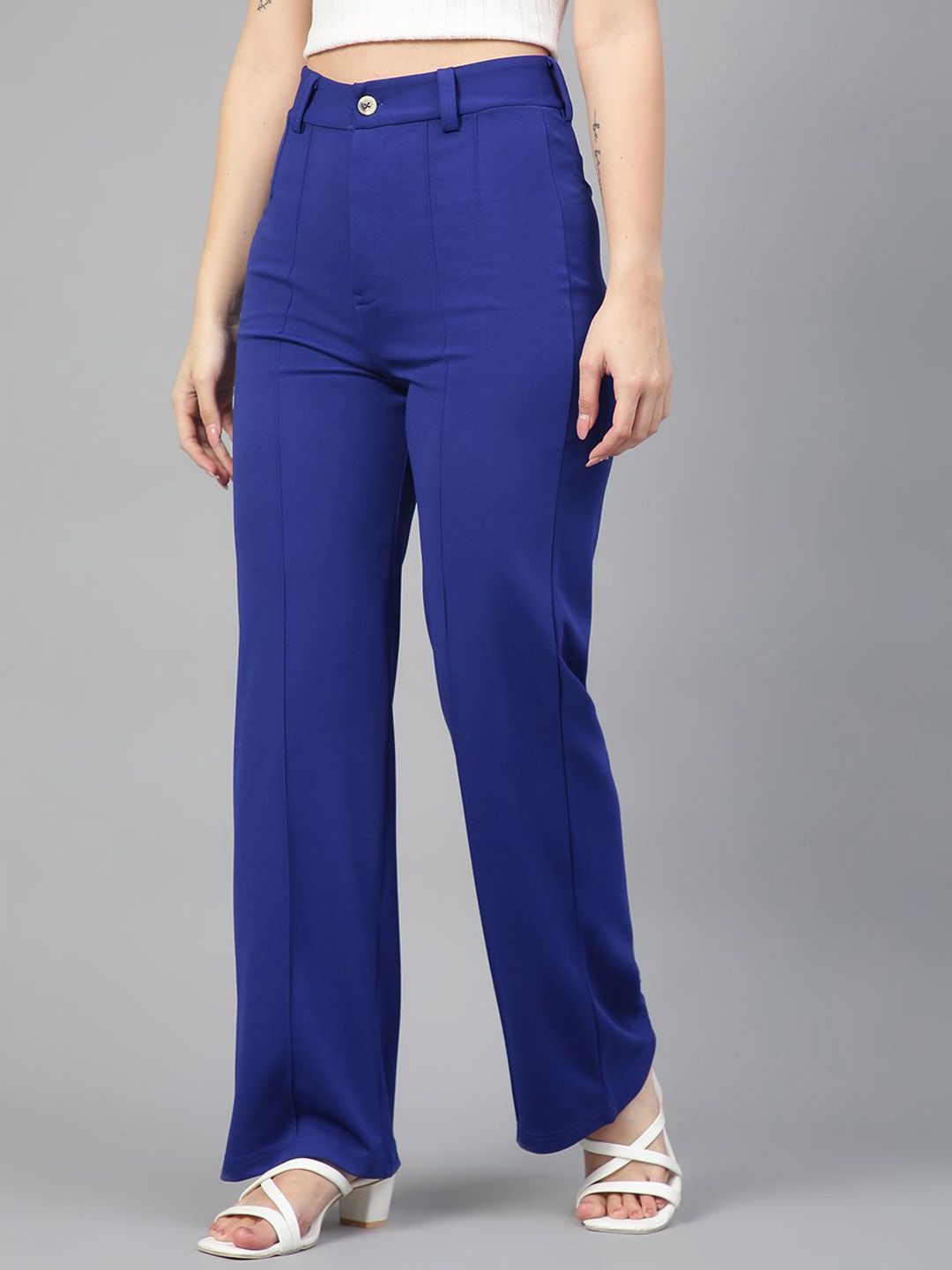 KOTTY BIZwear Women Relaxed Straight Leg Straight Fit High-Rise Easy Wash Trousers