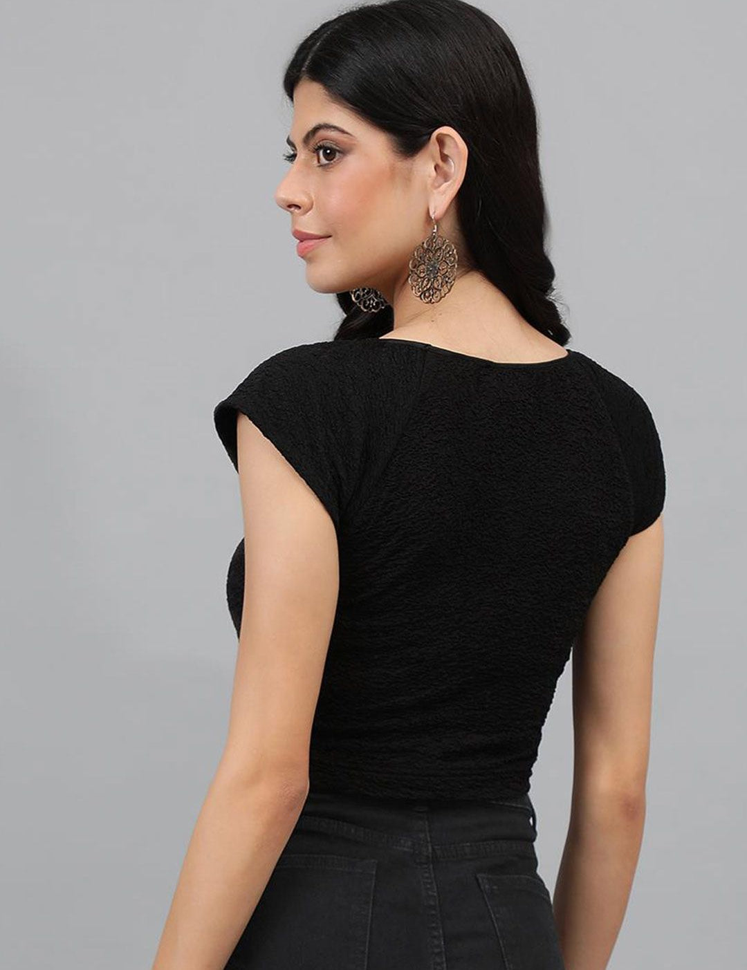 Kotty Black Square Neck Crop Top