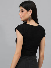 Kotty Black Square Neck Crop Top