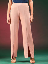 Kotty Women Relaxed Straight Fit High-Rise Easy Wash Regular Trousers