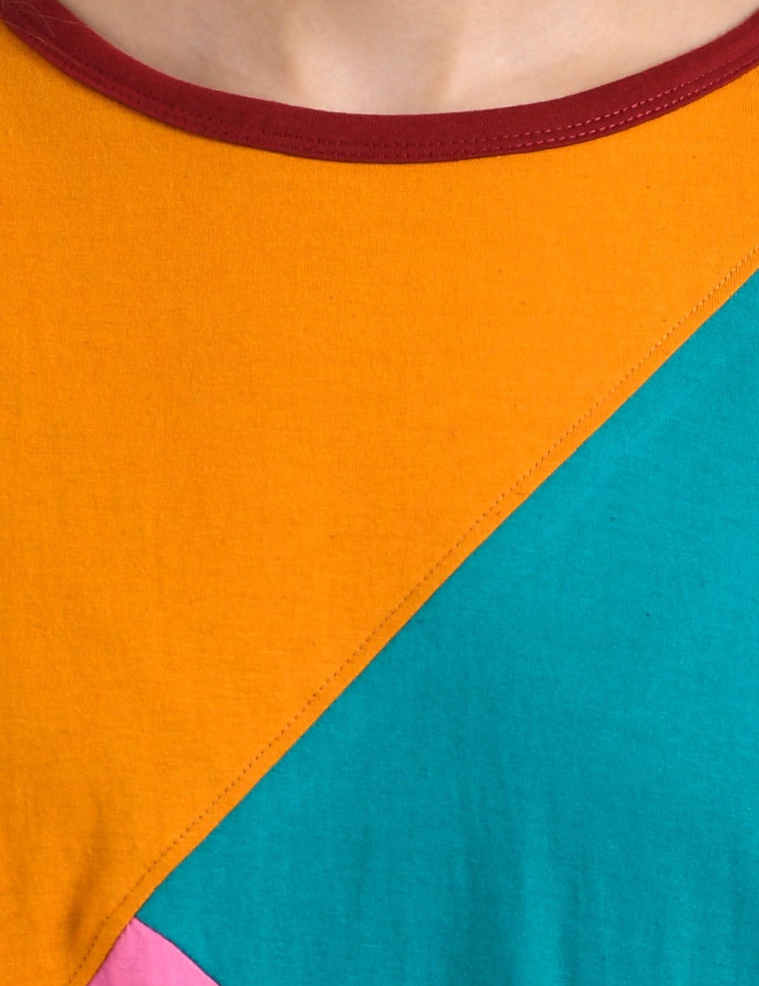 Kotty Women Multicoloured Colourblocked V-Neck T-shirt