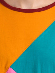 Kotty Women Multicoloured Colourblocked V-Neck T-shirt