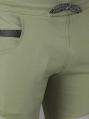 Kotty Men Green & Grey Striped Straight Fit Track Pants