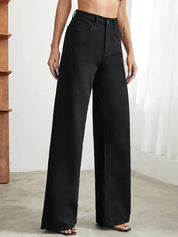 Kotty Women Black Jean Straight Fit High-Rise Stretchable Jeans