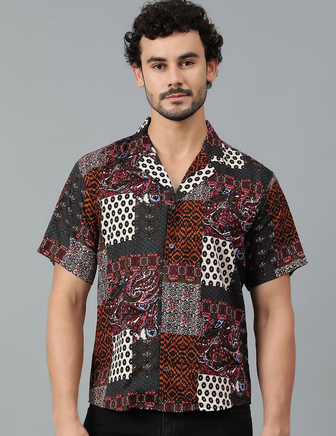 Kotty Men Conversational Scarf Printed Casual Shirt
