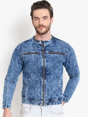 Kotty Men Blue Solid Denim Jacket