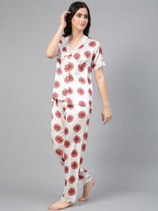 Kotty Floral Printed Satin Night Suit