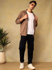 Kotty Men Relaxed Fit Mid-Rise Stretchable Cotton Utility Cargo Jeans