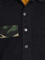 Kotty Abstract Printed Open Front Denim Jacket