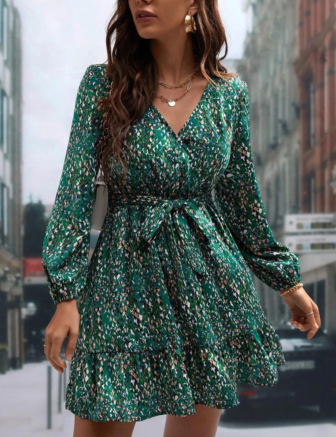 Kotty Animal Print Puff Sleeve Crepe Fit & Flare Dress