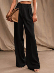 Kotty Women Relaxed Straight Fit High-Rise Pleated Wide Leg Trousers
