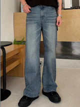 Kotty Men Wide Leg Low-Rise Light Fade Stretchable Jeans
