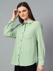 Kotty Women Comfort Spread Collar Solid Oversized Casual Shirt