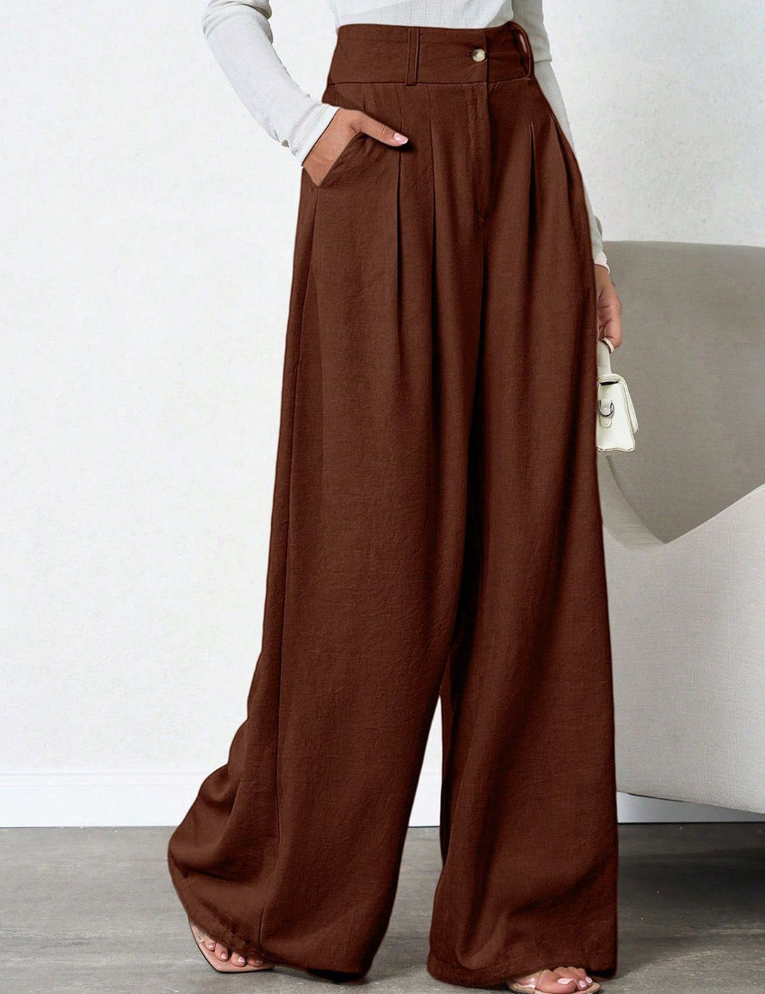 Kotty Women Relaxed Straight Leg Loose Fit High-Rise Trousers