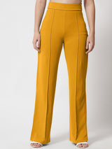Kotty Women Relaxed Straight Fit High Rise Pleated Trousers