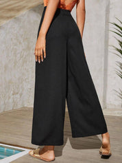 KOTTY Basics Women Relaxed Straight Wide Leg High-Rise Cropped Trousers