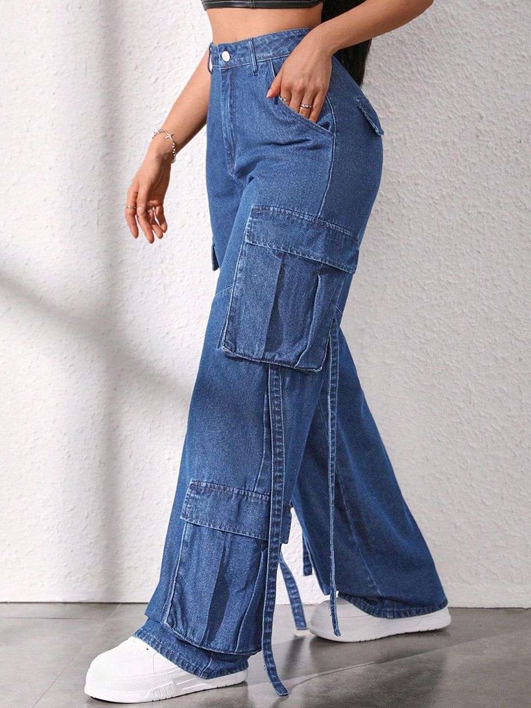 Kotty Women Jean Wide Leg High-Rise Light Fade Stretchable Jeans