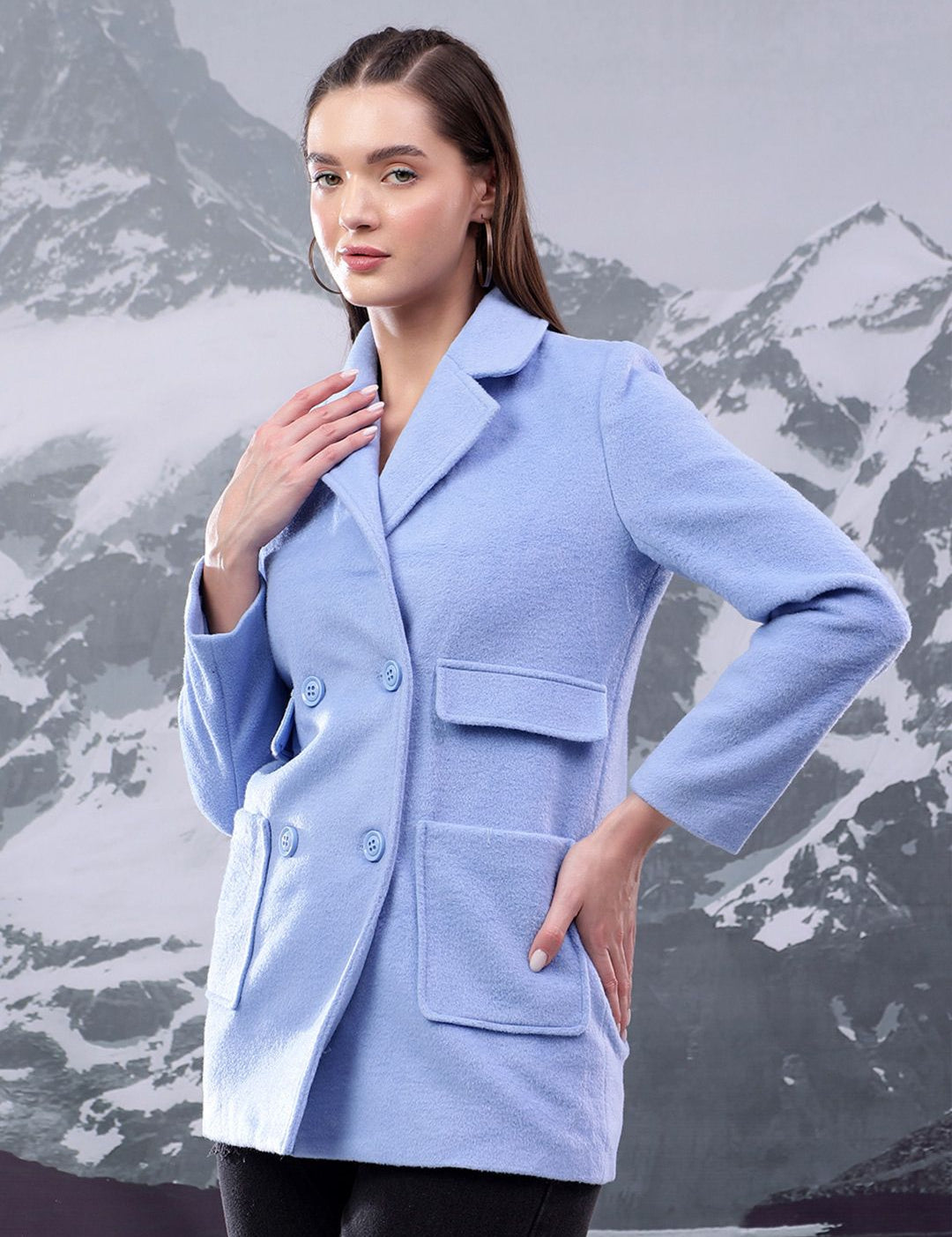 Kotty Women Notched Lapel Single-Breasted Overcoat