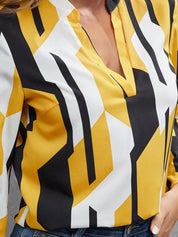 Kotty Printed Mandarin Collar Top