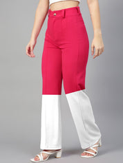 Kotty Women Colourblocked Relaxed Straight Leg Straight Fit High-Rise Trousers