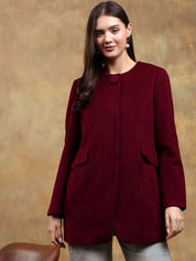 Kotty Band Collar Long Sleeves Overcoat