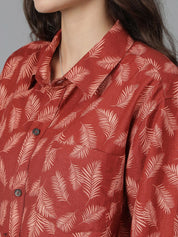 Kotty Women Floral Opaque Printed Casual Oversized Shirt