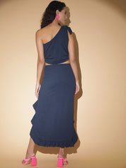 Kotty One-Shoulder Crop-Top With Midi Skirt Co-Ords