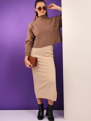 Kotty Women Cable Knit Crop Pullover