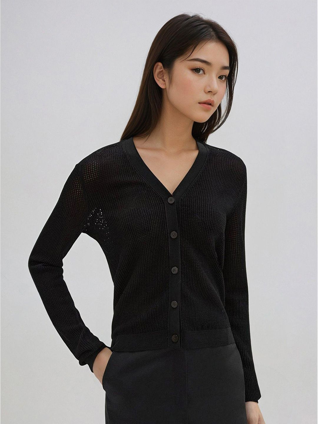 Kotty Women Self Design Cardigan