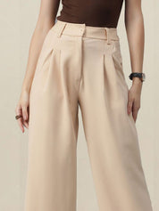 Kotty Women Solid Straight Fit High-Rise Trousers