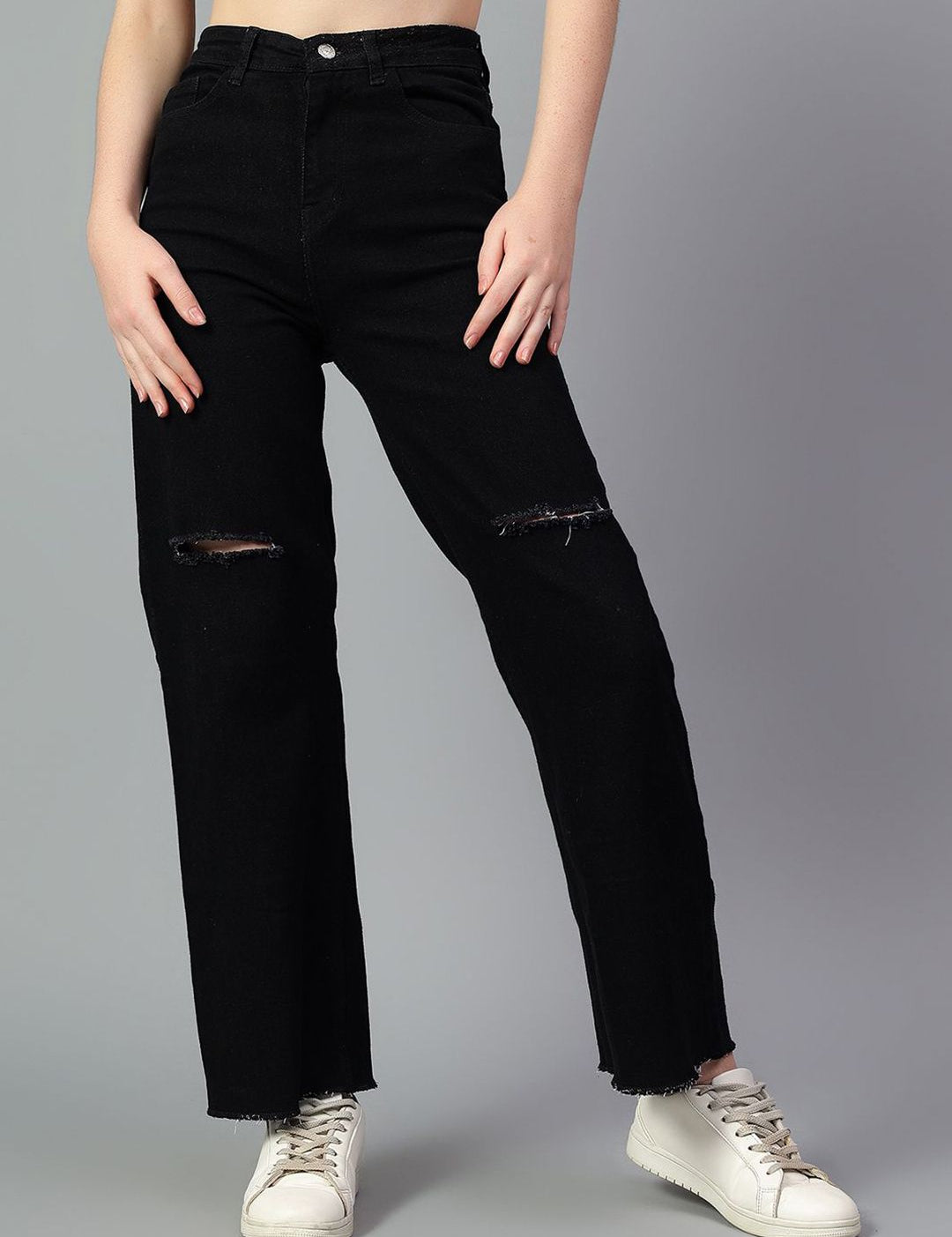 Kotty Women High-Rise Slash Knee No Fade Stretchable Jeans