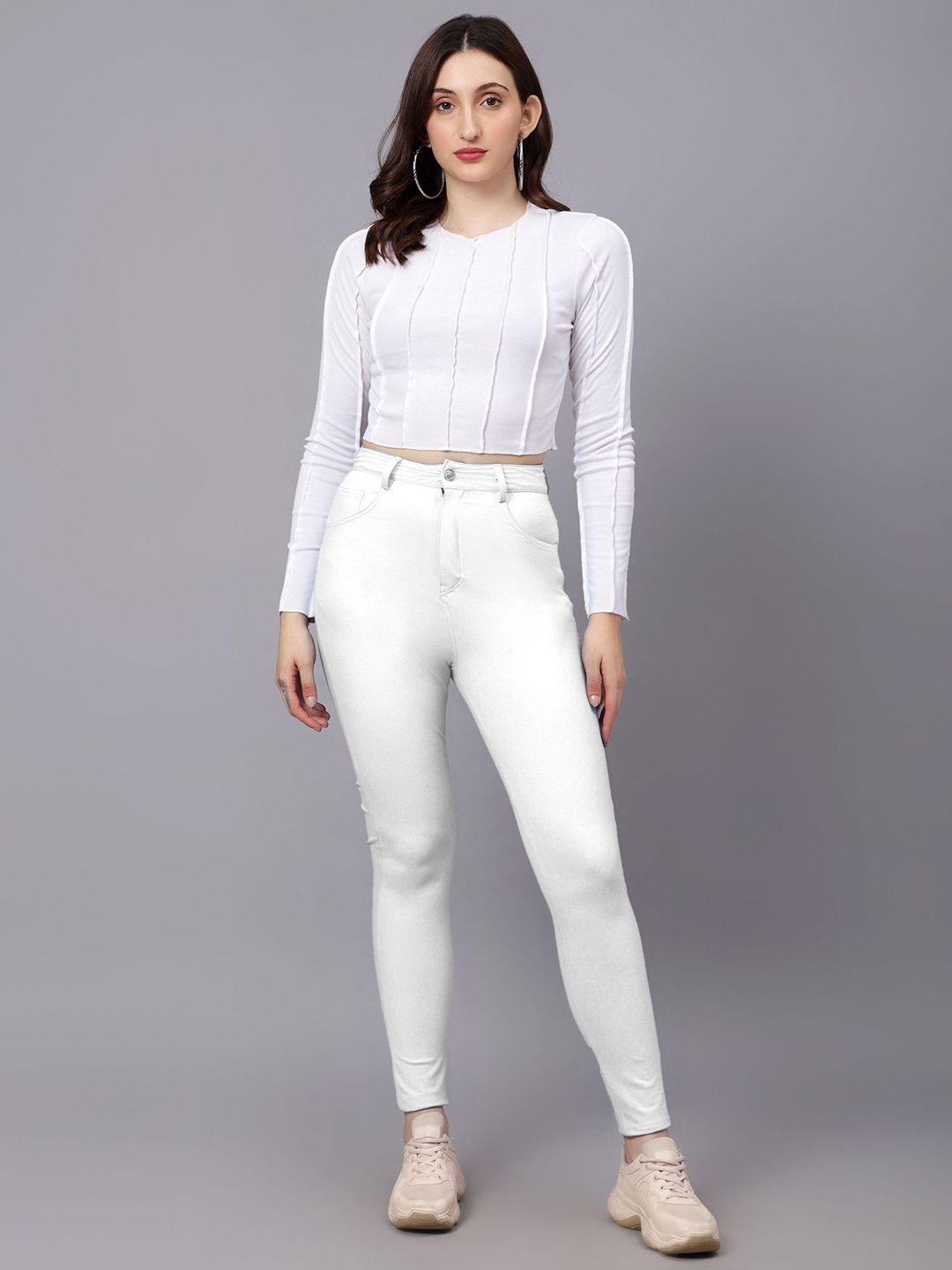 KOTTY Basics Women Skinny Fit High-Rise Slash Jeans