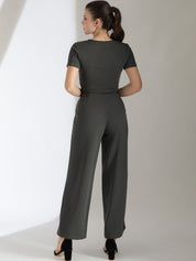 Kotty Grey Round Neck Top With Trousers