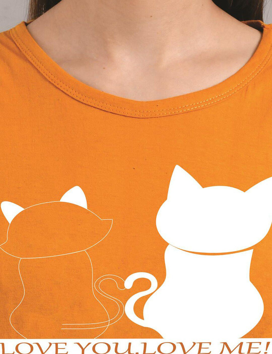 Kotty Women Mustard Printed Round Neck T-shirt