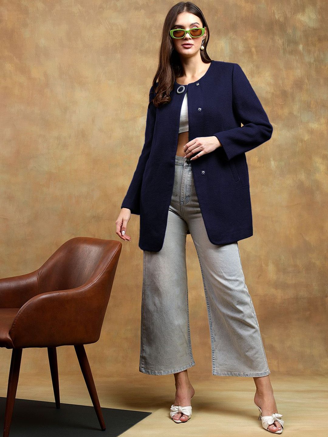 Kotty Women Mandarin Collar Overcoat