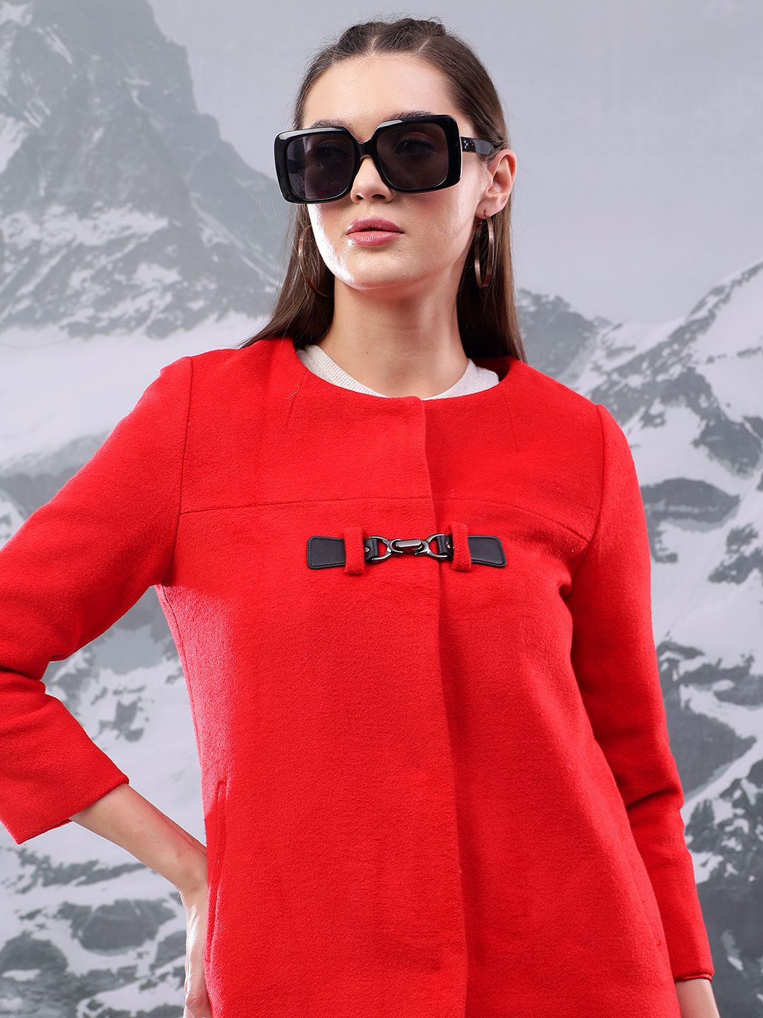 Kotty Women Mandarin Collar Single-Breasted Overcoat