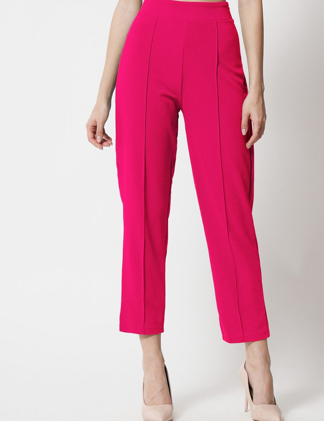 Kotty Women Relaxed Straight Fit High-Rise Easy Wash Trousers