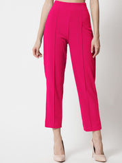 Kotty Women Relaxed Straight Fit High-Rise Easy Wash Trousers