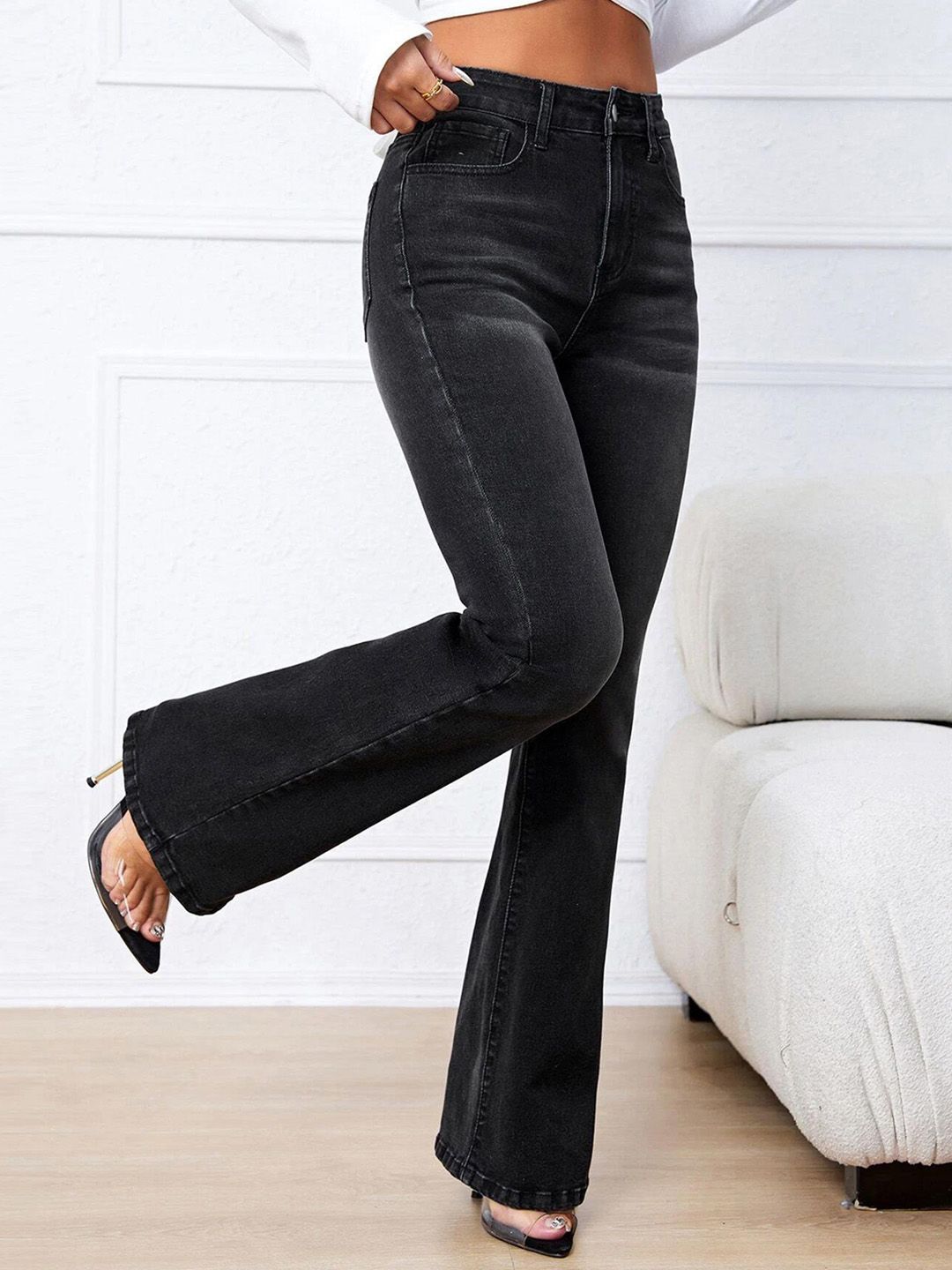 Kotty Women Cotton Bootcut High-Rise Stretchable Jeans