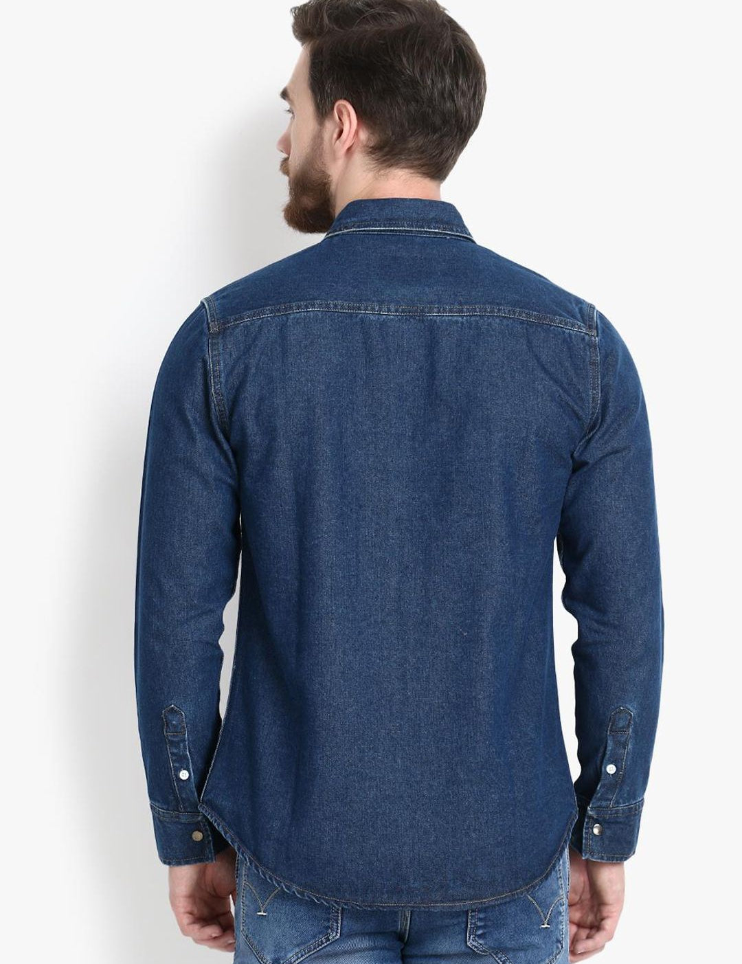 Kotty Men Blue Solid Lightweight Denim Jacket